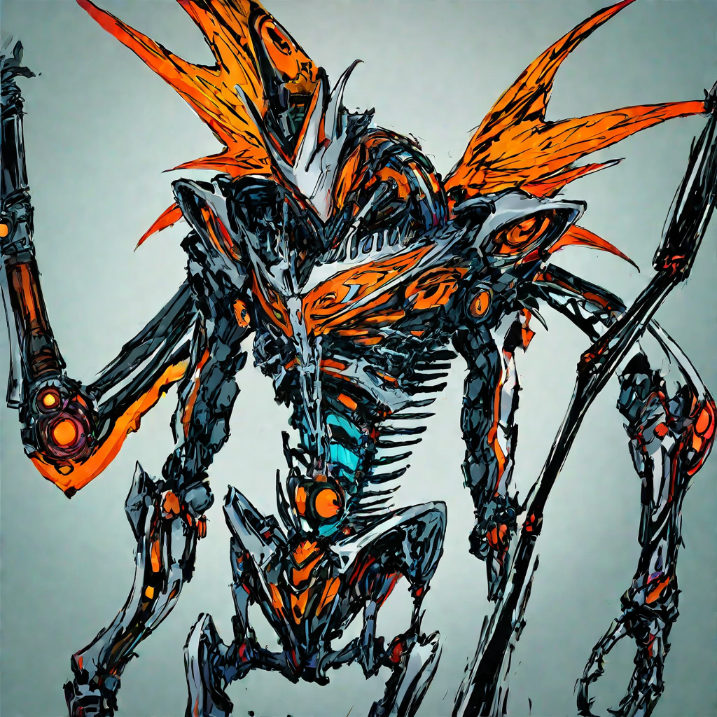 Drone-Warden K-7, insectoid warrior, copper and bone armor, four arms